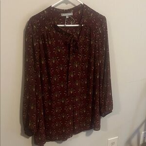 Daniel Rainn Maroon Floral Blouse